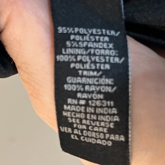 RSVP Fringe Neck Asymmetric Dress Size 6 Black White Shift - Picture 6 of 6